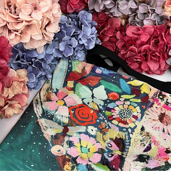 Eco-Friendly Colorful Flower Bald Eagle Folding Tote Bag - Picture 7 of 15